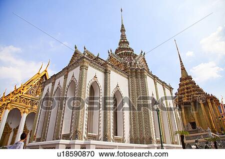 Stock Image - Thailand, Bangkok, Grand Palais, Wat Phra Kaeo, Dusit Throne Hall. Fotosearch