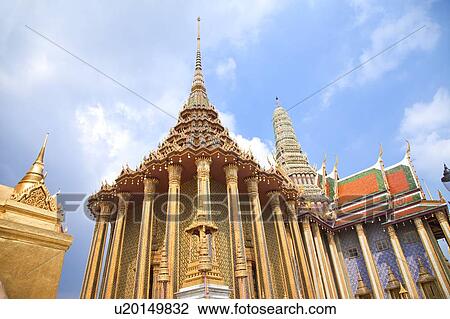 Stock Image - Thailand, Bangkok, Grand Palais, Wat Phra Kaeo. Fotosearch