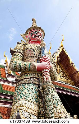 Thailand, Bangkok, Grand Palais, Wat Phra Kaeo, Door God View Large Photo Image Stock Photo - Thailand, Bangkok, Grand Palais, Wat Phra Kaeo, Door God. Fotosearch