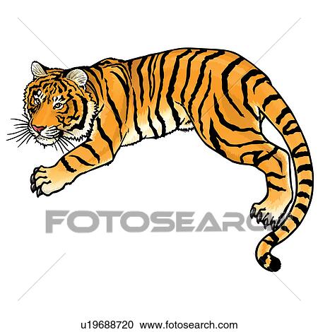 Stock Image - Tiger, Chinese Painting. Fotosearch