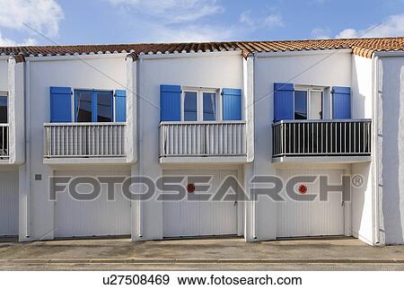 Stock Photo - A House with Three Balconies, Noirmoutier, France. Fotosearch