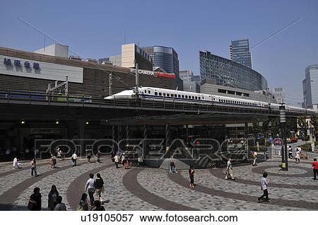 Bullet train running in city View Large Photo Image Stock Photo - Bullet train running in city. Fotosearch