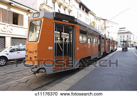 Stock Image - Cable Car in Milan. Fotosearch