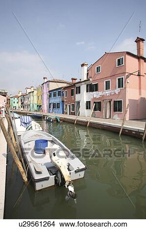 Canal at Burano island View Large Photo Image Picture - Canal at Burano island. Fotosearch