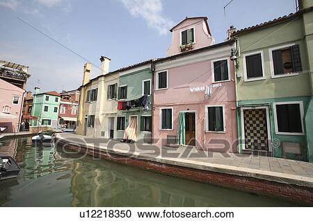 Canal at Burano island View Large Photo Image Stock Image - Canal at Burano island. Fotosearch