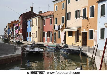 Stock Photo - Canal at Burano island. Fotosearch