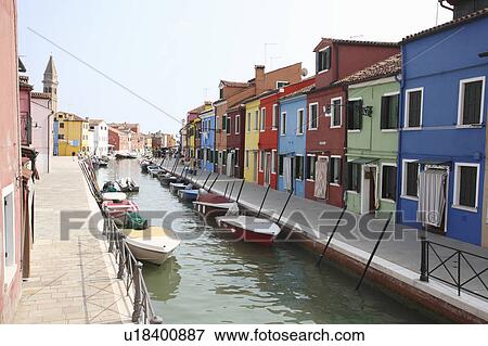 Stock Photo - Canal at Burano island. Fotosearch