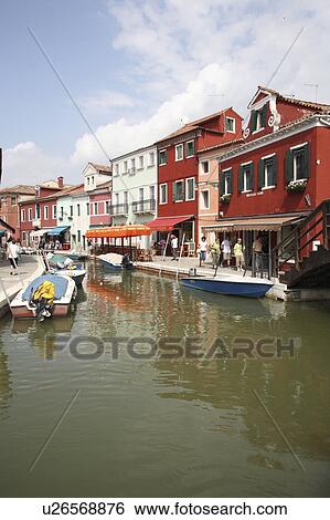 Canal at Burano island View Large Photo Image Stock Photograph - Canal at Burano island. Fotosearch