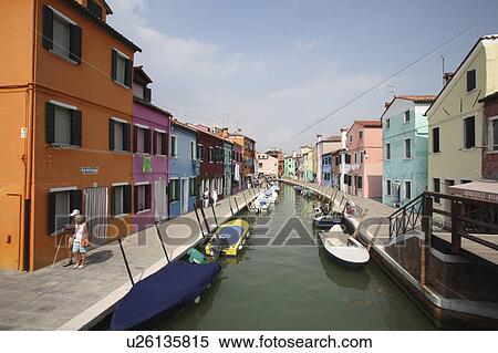 Canal at Burano island View Large Photo Image Stock Photography - Canal at Burano island. Fotosearch