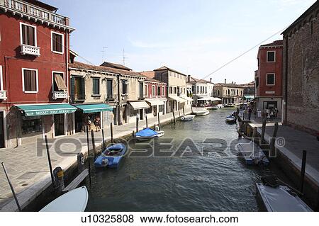 Stock Photo - Canal in Murano Island, Murano, Venice, Italy. Fotosearch