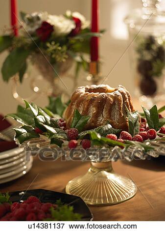 Christmas cake on table View Large Photo Image Stock Photo - Christmas cake on table. Fotosearch