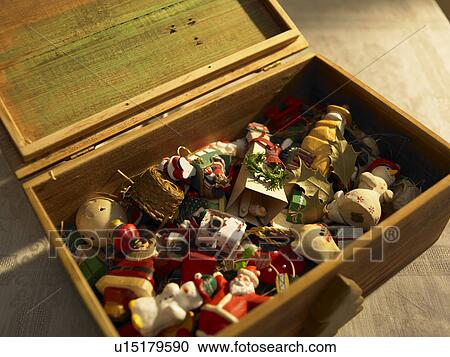 Stock Image - Christmas ornaments in box. Fotosearch
