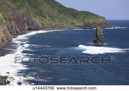 Stock Image - Coastline of Oshima island. Fotosearch