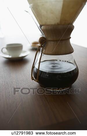 Coffee pot with filter, close up View Large Photo Image Stock Image - Coffee pot with filter, close up. Fotosearch