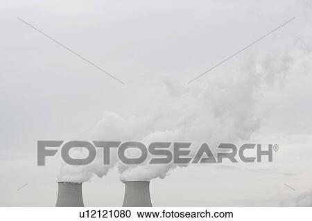 Stock Image - Cooling Tower of Power Plant, Aube, France. Fotosearch