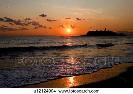 Enoshima Island at dusk View Large Photo Image Picture - Enoshima Island at dusk. Fotosearch
