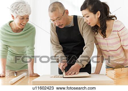 Family making soba noodles View Large Photo Image Stock Image - Family making soba noodles. Fotosearch
