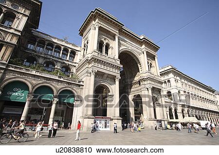 Stock Image - Galleria Vittorio Emanuele entrance. Fotosearch