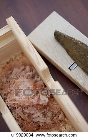 Picture - Grated dried bonito, close up. Fotosearch