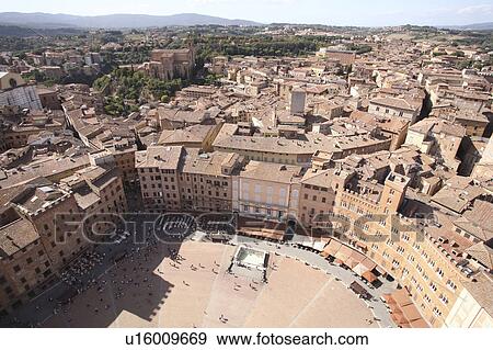 High Angle View of Townscape, Siena, Italy View Large Photo Image Stock Photo - High Angle View of Townscape, Siena, Italy. Fotosearch