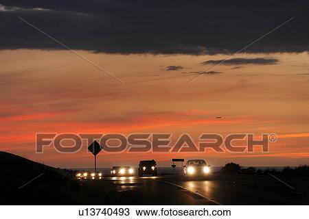 Highway at dusk View Large Photo Image Stock Image - Highway at dusk. Fotosearch