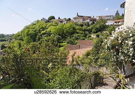 Stock Photograph - Houses in Village, Charente, France. Fotosearch