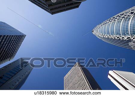 Low angle view of skyscrapers in Shinjuku View Large Photo Image Stock Image - Low angle view of skyscrapers in Shinjuku. Fotosearch