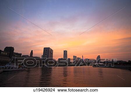 Minatomirai at dusk View Large Photo Image Picture - Minatomirai at dusk. Fotosearch