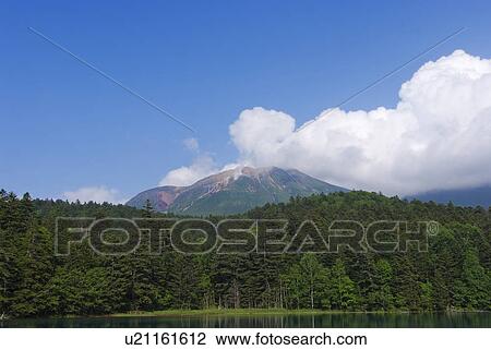 Stock Image - Mt. Meakandake from Lake Onneto. Fotosearch