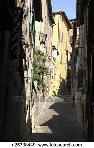 Narrow Alley, Siena, Italy View Large Photo Image Stock Photo - Narrow Alley, Siena, Italy. Fotosearch