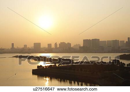 Stock Photo - Odaiba at dusk. Fotosearch