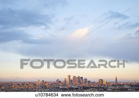 Picture - Office buildings in the evening. Fotosearch
