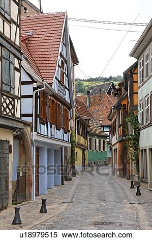 Stock Photography - Old Town Street, Elsass, France . Fotosearch