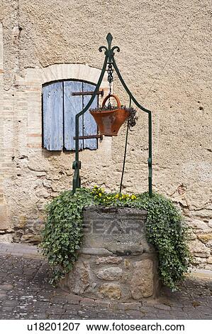 Stock Photo - Old Water Well, Lautrec, Tarn, France. Fotosearch
