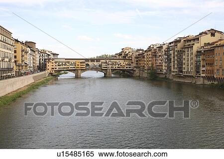 Stock Photography - Ponte Vecchio and Arno River, Florence, Italy. Fotosearch