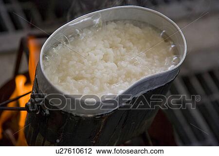 Stock Image - Pot of rice, close up. Fotosearch
