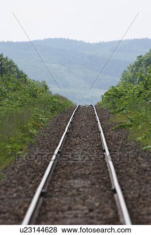 Railroad track View Large Photo Image Stock Photo - Railroad track. Fotosearch