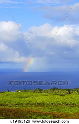 Stock Photograph - Rainbow Over Ocean, Hawaii, USA. Fotosearch