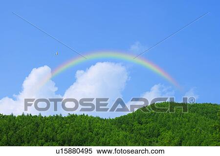Rainbow over the mountain, View Large Photo Image Stock Photography - Rainbow over the mountain,. Fotosearch