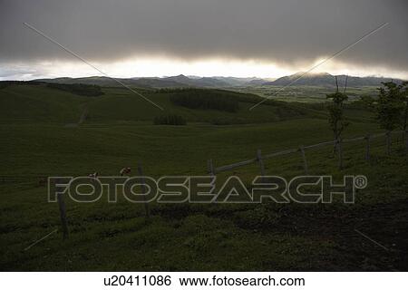 Stock Photograph - Ranch in undulating landscape. Fotosearch