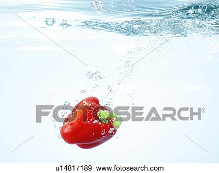 Stock Photo - Red paprika underwater. Fotosearch