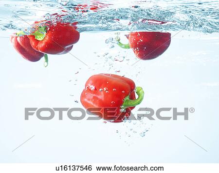 Stock Photograph - Red paprika underwater. Fotosearch