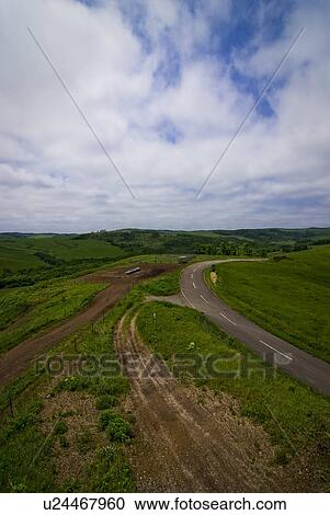 Stock Image - Road by ranch. Fotosearch