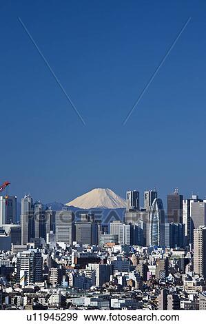 Skyline of Shinjuku and Mt. Fuji View Large Photo Image Stock Photo - Skyline of Shinjuku and Mt. Fuji. Fotosearch