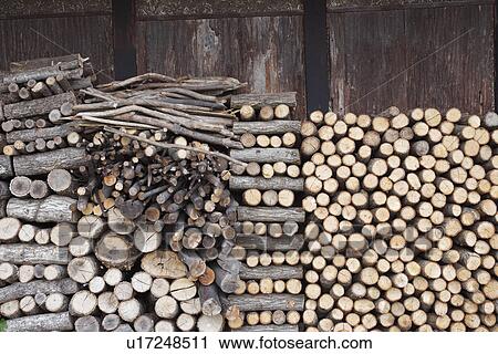 Stock Image - Stack of firewood. Fotosearch