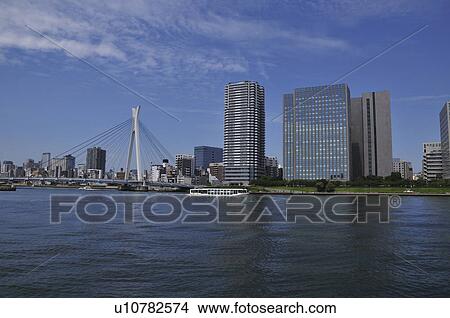 Picture - Sumida river and Tokyo skyline. Fotosearch