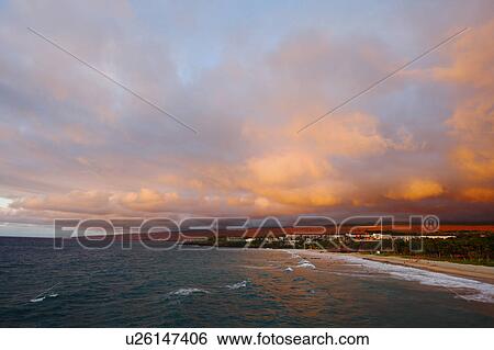 Stock Photograph - Sunset Sky Over the Beach, Hawaii, USA. Fotosearch