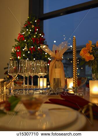 Table decorated for Christmas View Large Photo Image Stock Image - Table decorated for Christmas. Fotosearch