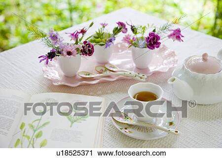 Tea set on table View Large Photo Image Stock Image - Tea set on table. Fotosearch