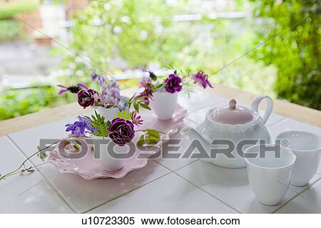 Stock Photography - Tea set on table. Fotosearch